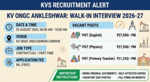 KV ONGC Ankleshwar Walk in Interview 2026